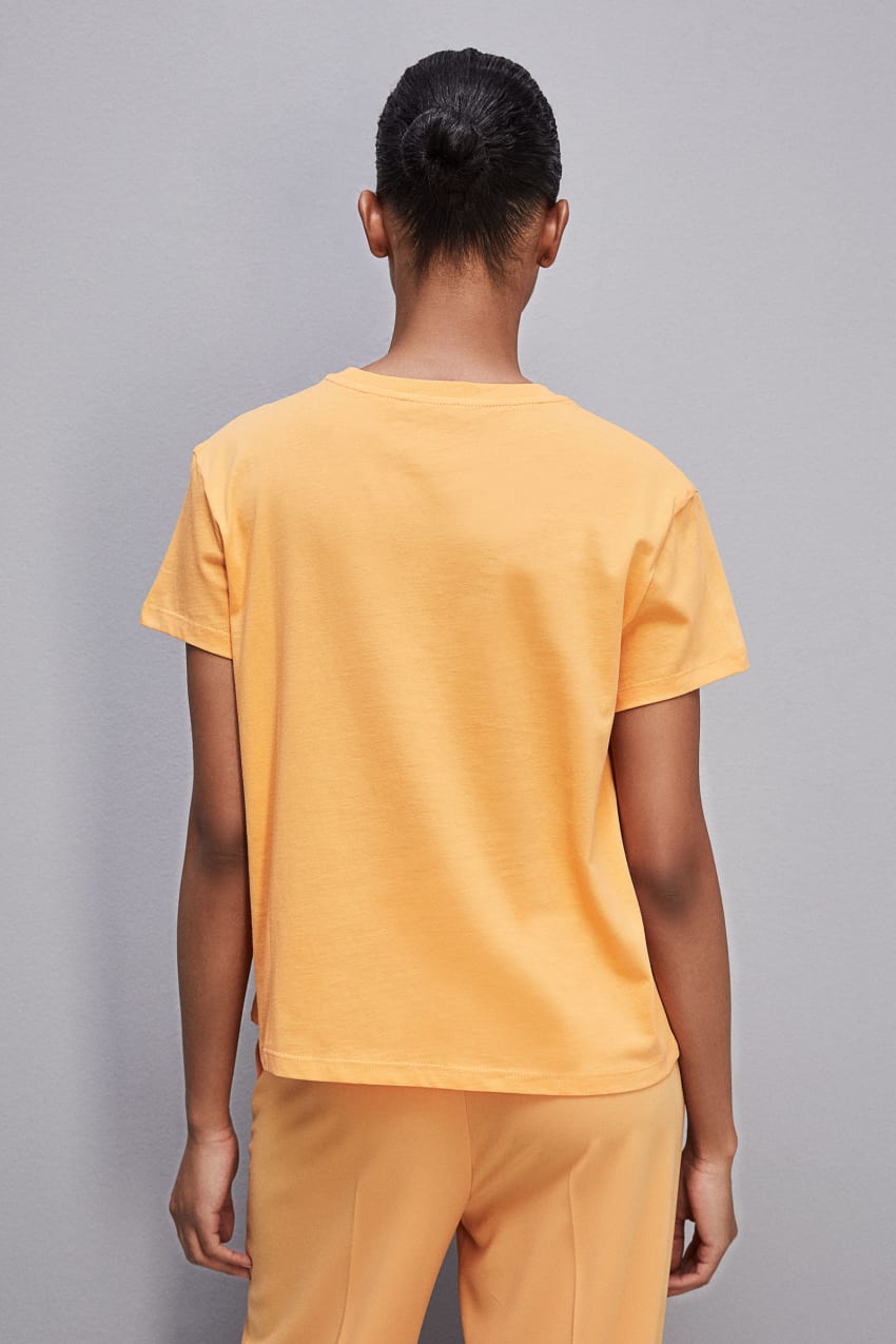 Patrizia Pepe Short-sleeved T-shirt With Logo In Organic Cotton Narancssárga | VEDMK1563