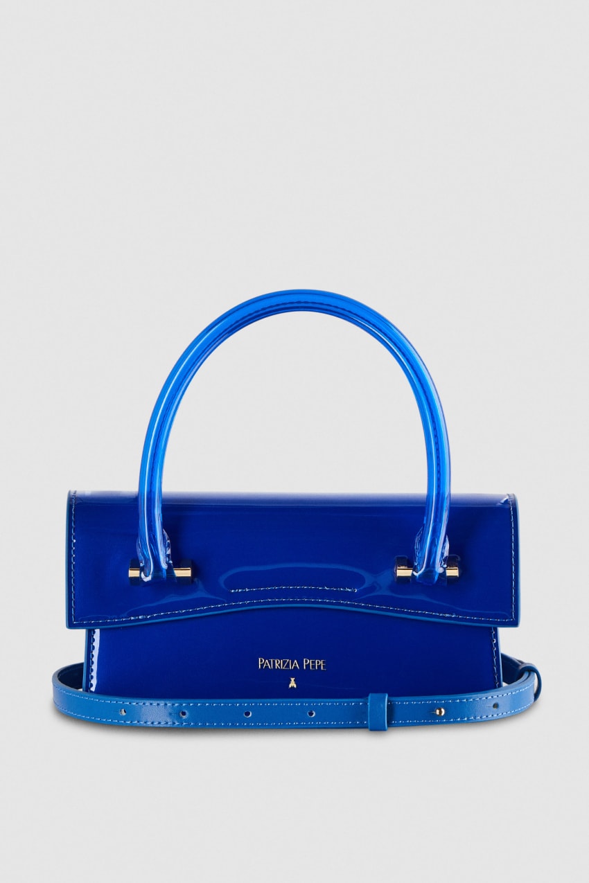 Patrizia Pepe Shoulder Bag In Coated Fabric And Leather Trim Világos Kék | MLSCX6489