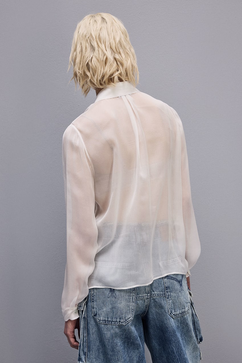 Patrizia Pepe Silk Voile Shirt Fehér | MYENU6120