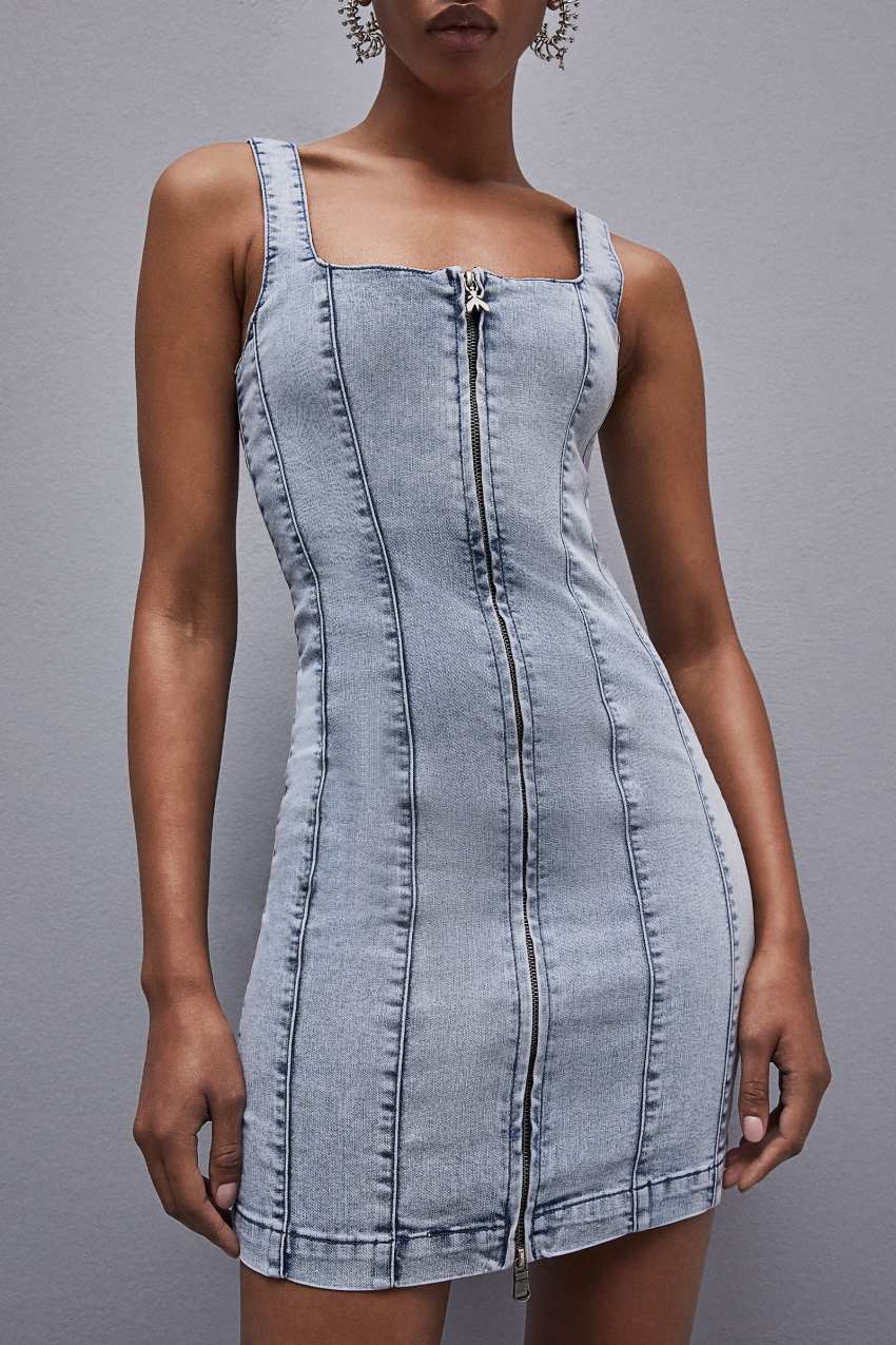 Patrizia Pepe Sleeveless Denim Mini Dress Világos Kék | WNXHV3691