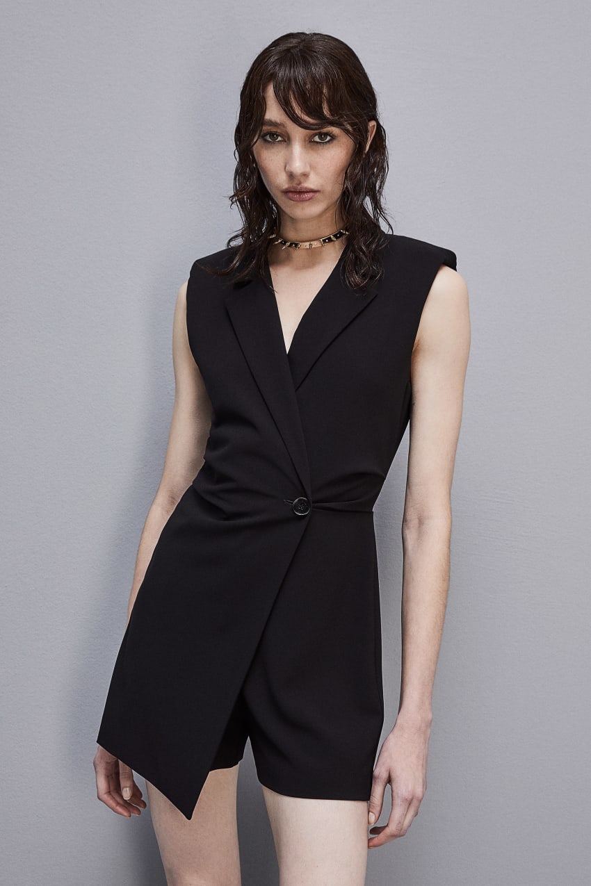 Patrizia Pepe Sleeveless Jumpsuit In Sablè Crepe Fabric Fekete | QSRIX1635