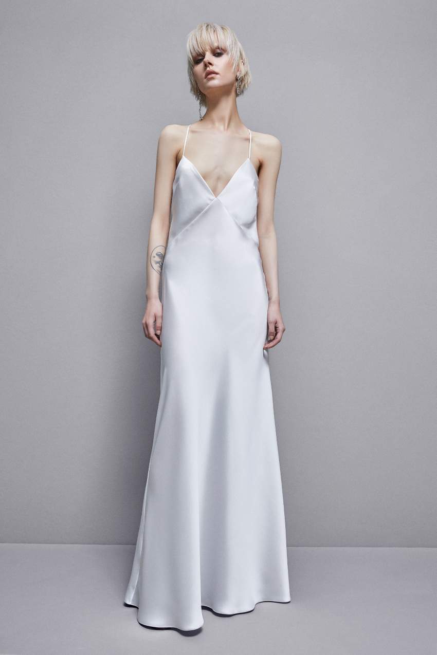 Patrizia Pepe Sleeveless Long Satin Dress Fehér | TYEBM7932