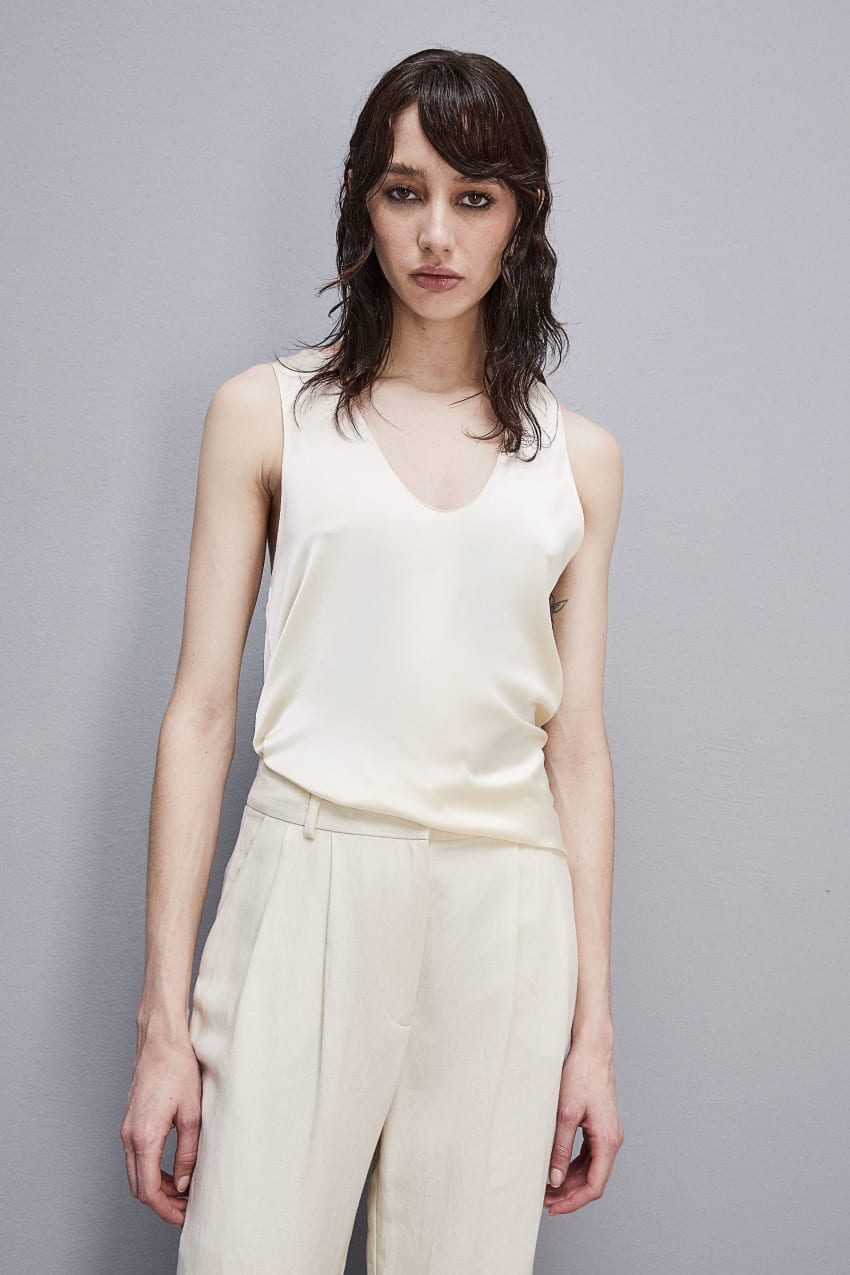 Patrizia Pepe Sleeveless Top Shirt In Certified Viscose Fehér | XYSPH1904