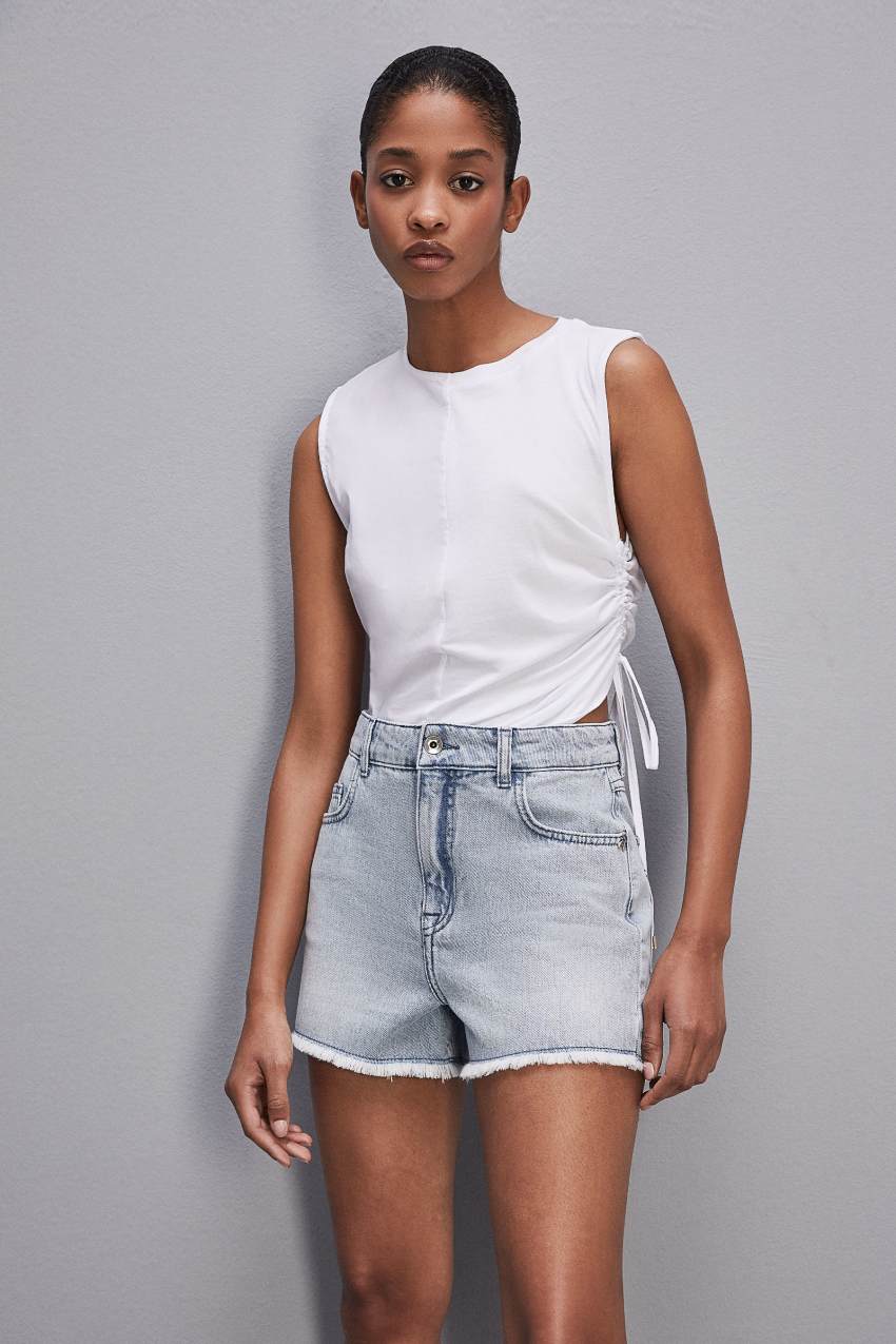 Patrizia Pepe Sleeveless T-shirt With Drawstring Fehér | TUNOG3516