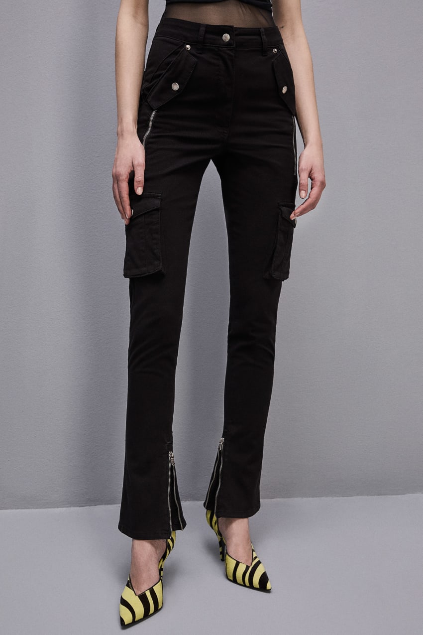 Patrizia Pepe Slim Cargo Pants Fekete | WPMIR9062