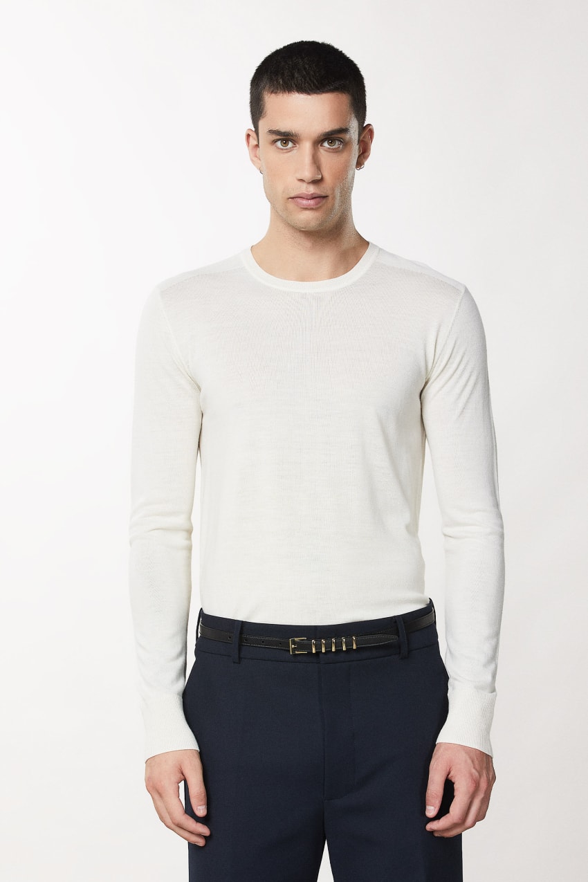 Patrizia Pepe Slim Fit Wool Sweater Fehér | JXYMU3285