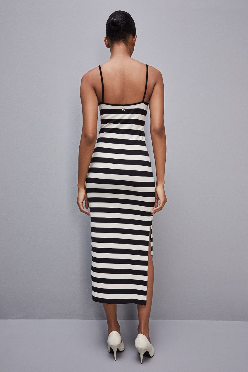 Patrizia Pepe Slim Jersey Dress With Cotton Straps Fehér | ASLPR2076