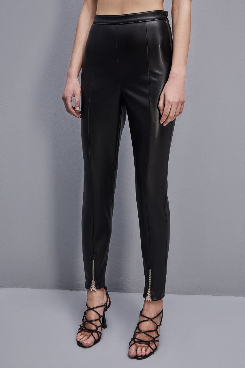 Patrizia Pepe Slim Leggings In Coated Fabric Fekete | WKFDQ0637