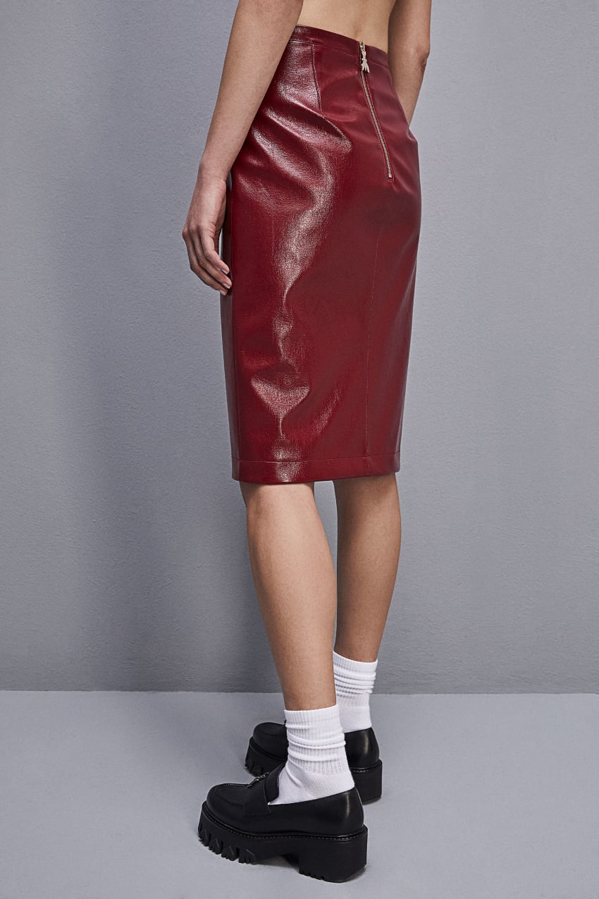 Patrizia Pepe Slim Patent Leather Midi Skirt Piros | RKHBV8461