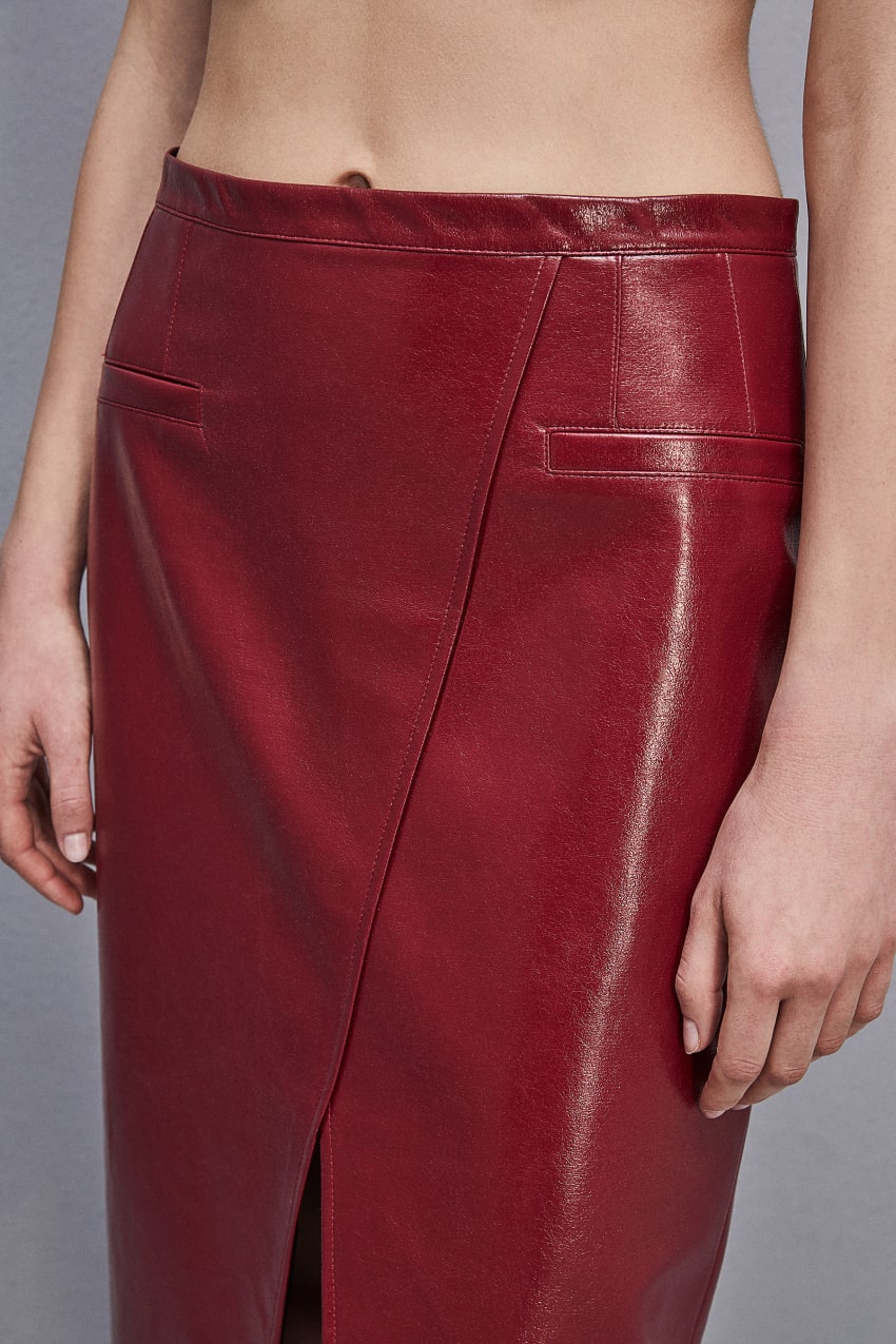 Patrizia Pepe Slim Patent Leather Midi Skirt Piros | RKHBV8461