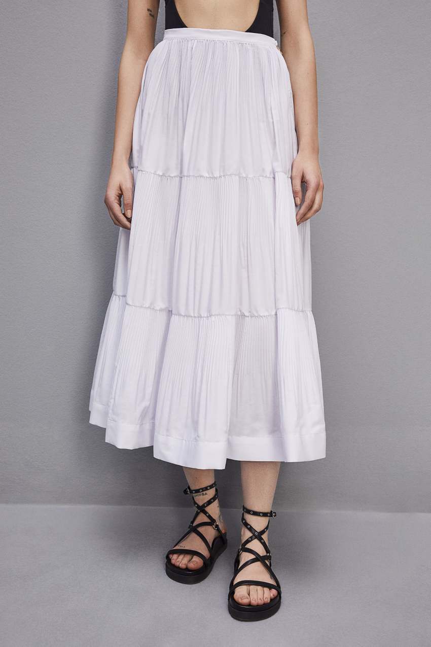 Patrizia Pepe Soft Ankle Pleated Skirt Fehér | LFMOP1028