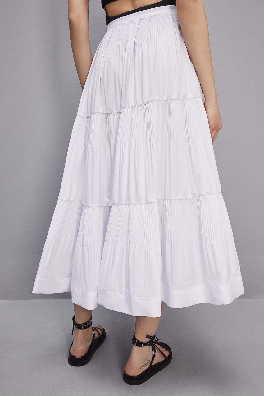 Patrizia Pepe Soft Ankle Pleated Skirt Fehér | LFMOP1028