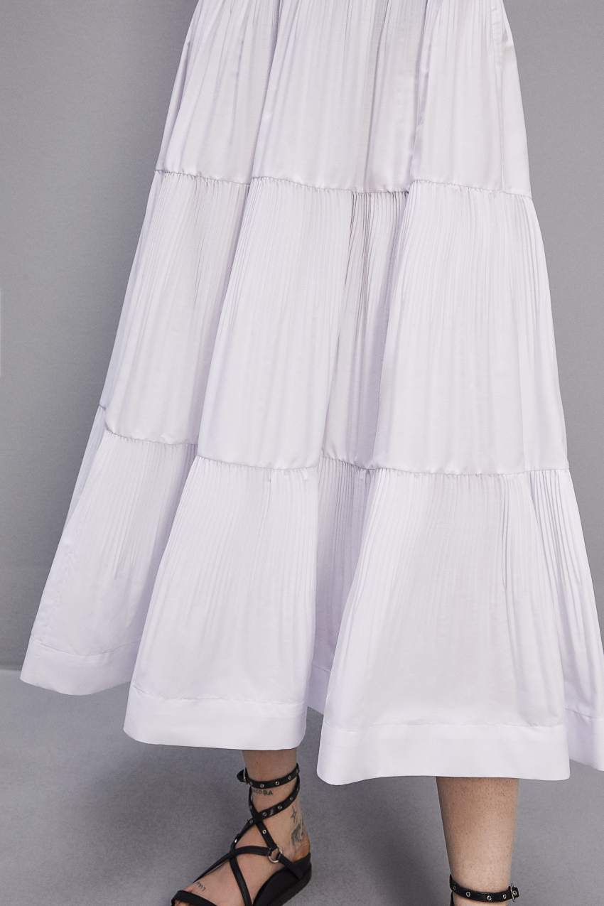 Patrizia Pepe Soft Ankle Pleated Skirt Fehér | LFMOP1028