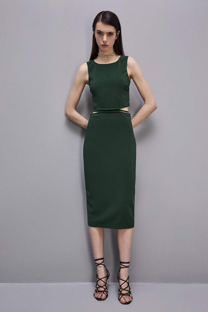 Patrizia Pepe Stretch Crew Neck Sleeveless Midi Dress Zöld | XREDK3726