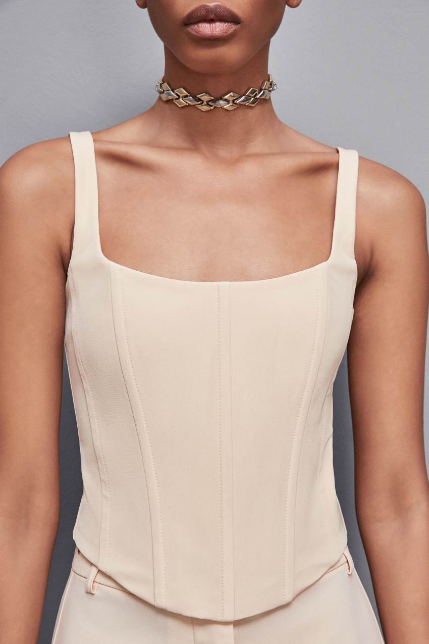 Patrizia Pepe Stretch Fabric Bustier Top Bézs | MEKZI9426