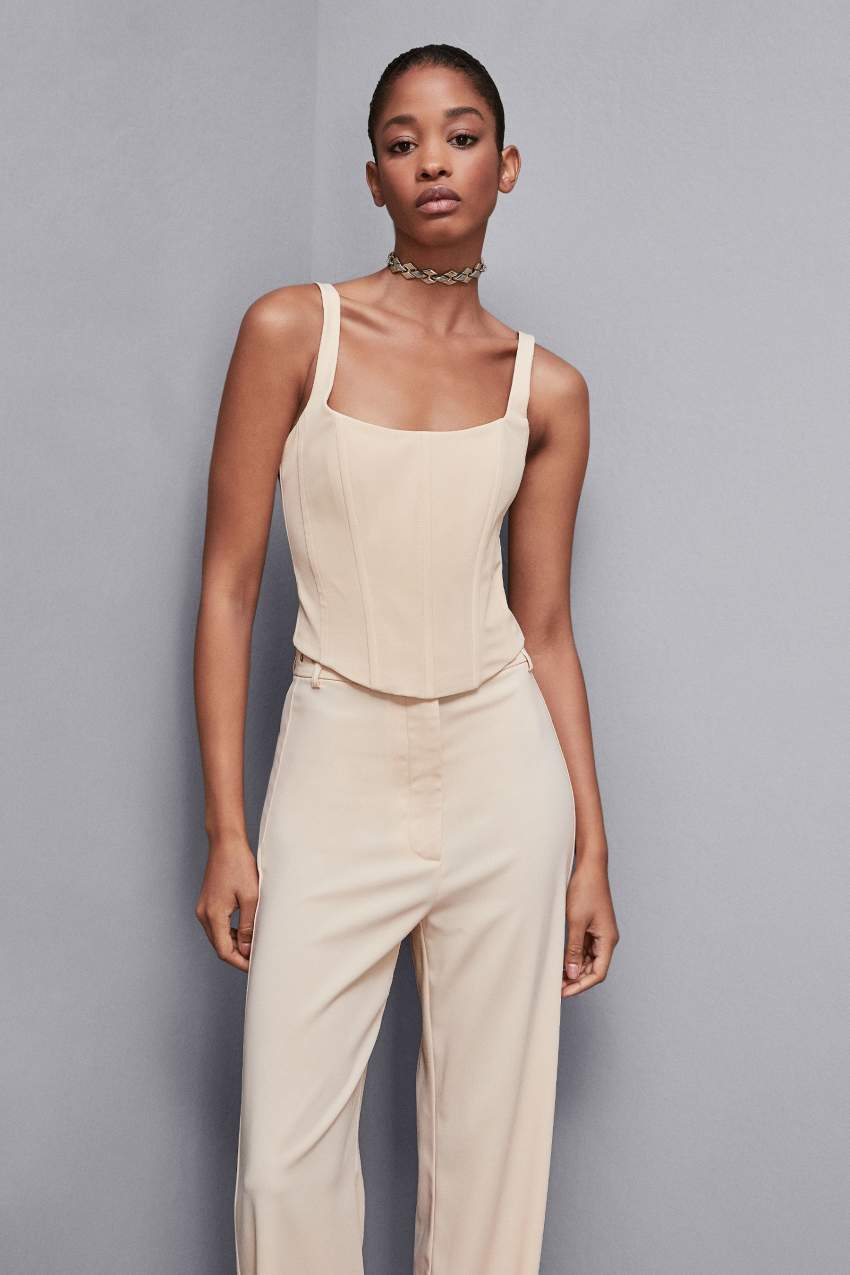 Patrizia Pepe Stretch Fabric Bustier Top Bézs | MEKZI9426