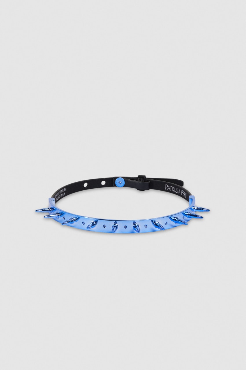 Patrizia Pepe Studded Leather Choker Kék | KJOES8219