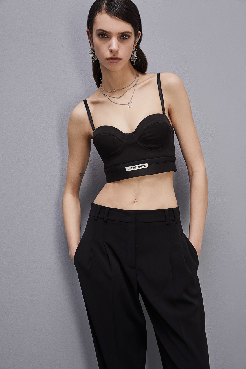 Patrizia Pepe Tailored Bustier With Belt Fekete | LGQEK9146