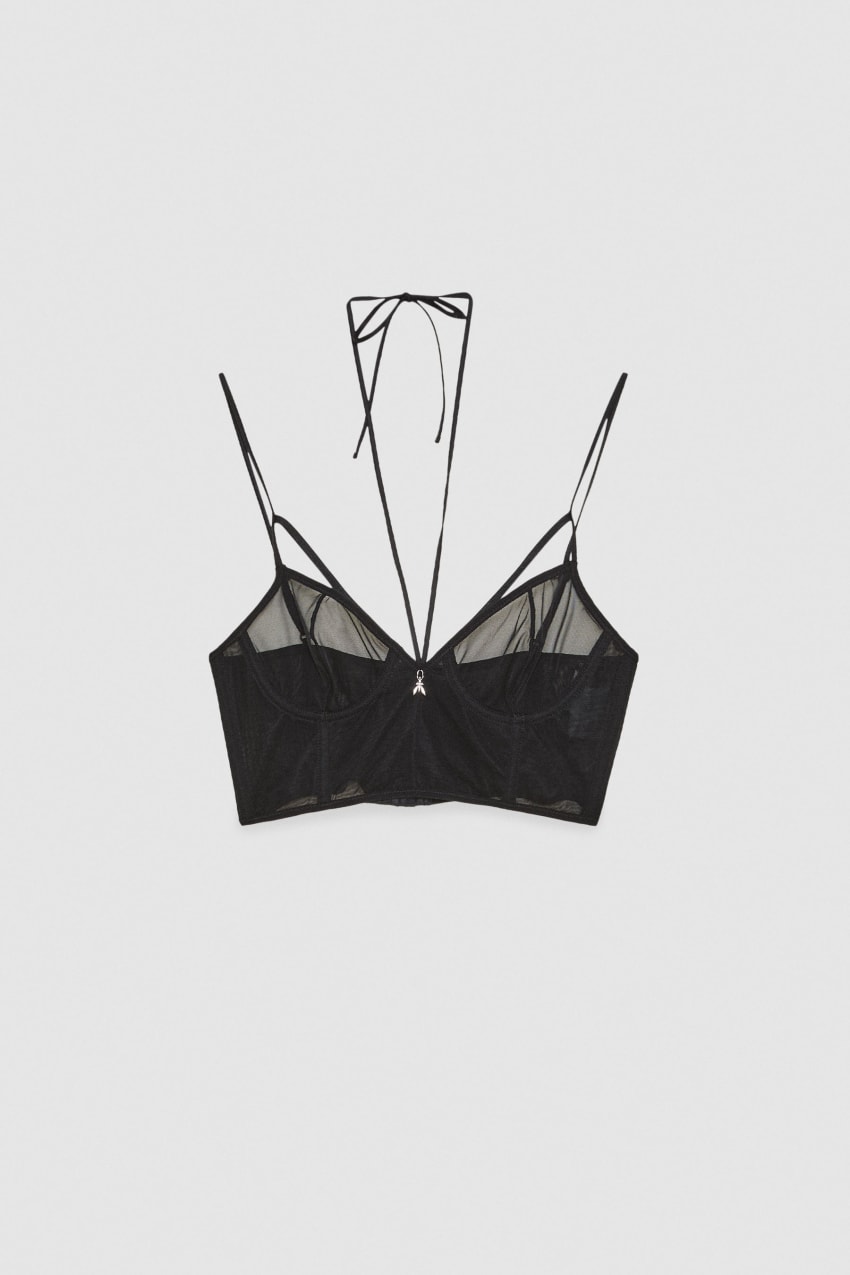 Patrizia Pepe Tulle Bralette Fekete | LJQDB5402