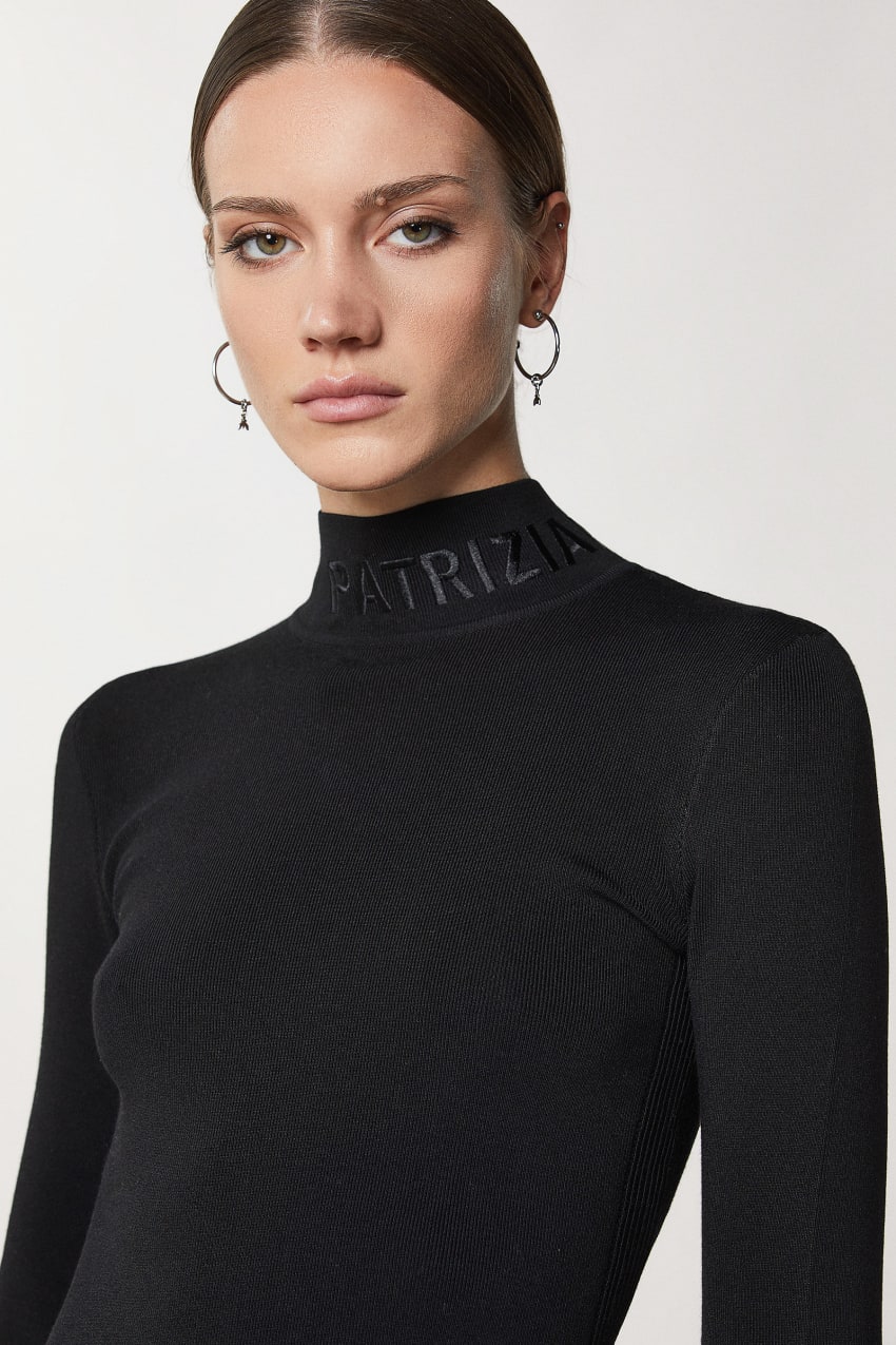 Patrizia Pepe Turtleneck With Logo Fekete | RFNPX7652