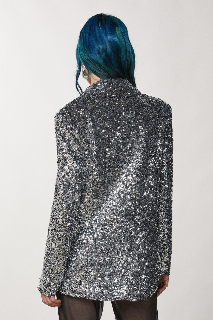 Patrizia Pepe Two-button Jacket With Sequins Szürke | JWDZV3920