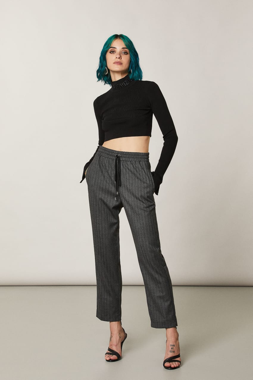 Patrizia Pepe Viscose Ankle Pants Fekete | LZHUM6193