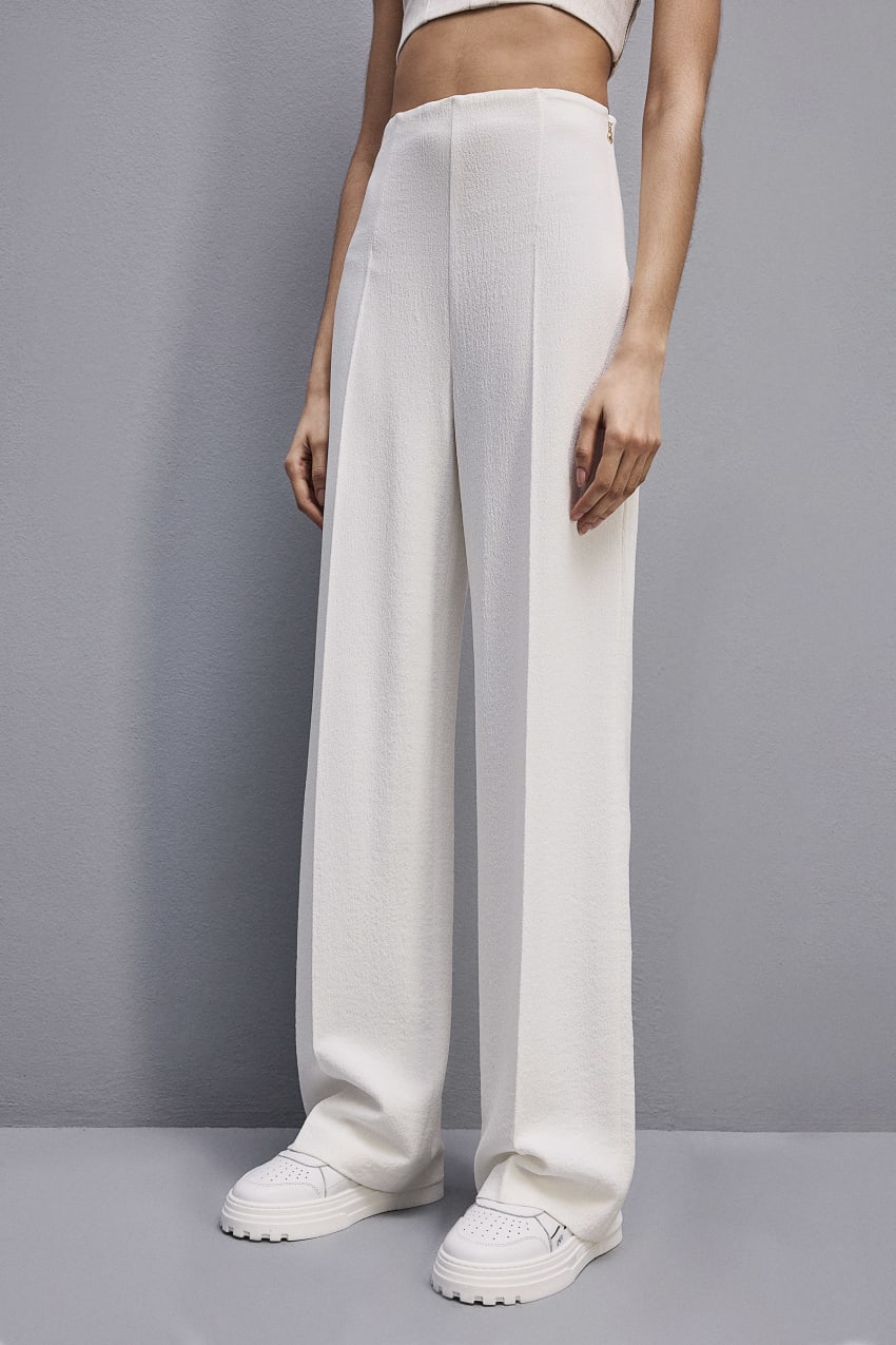 Patrizia Pepe Viscose Palazzo Pants Fehér | ZHUCT7321