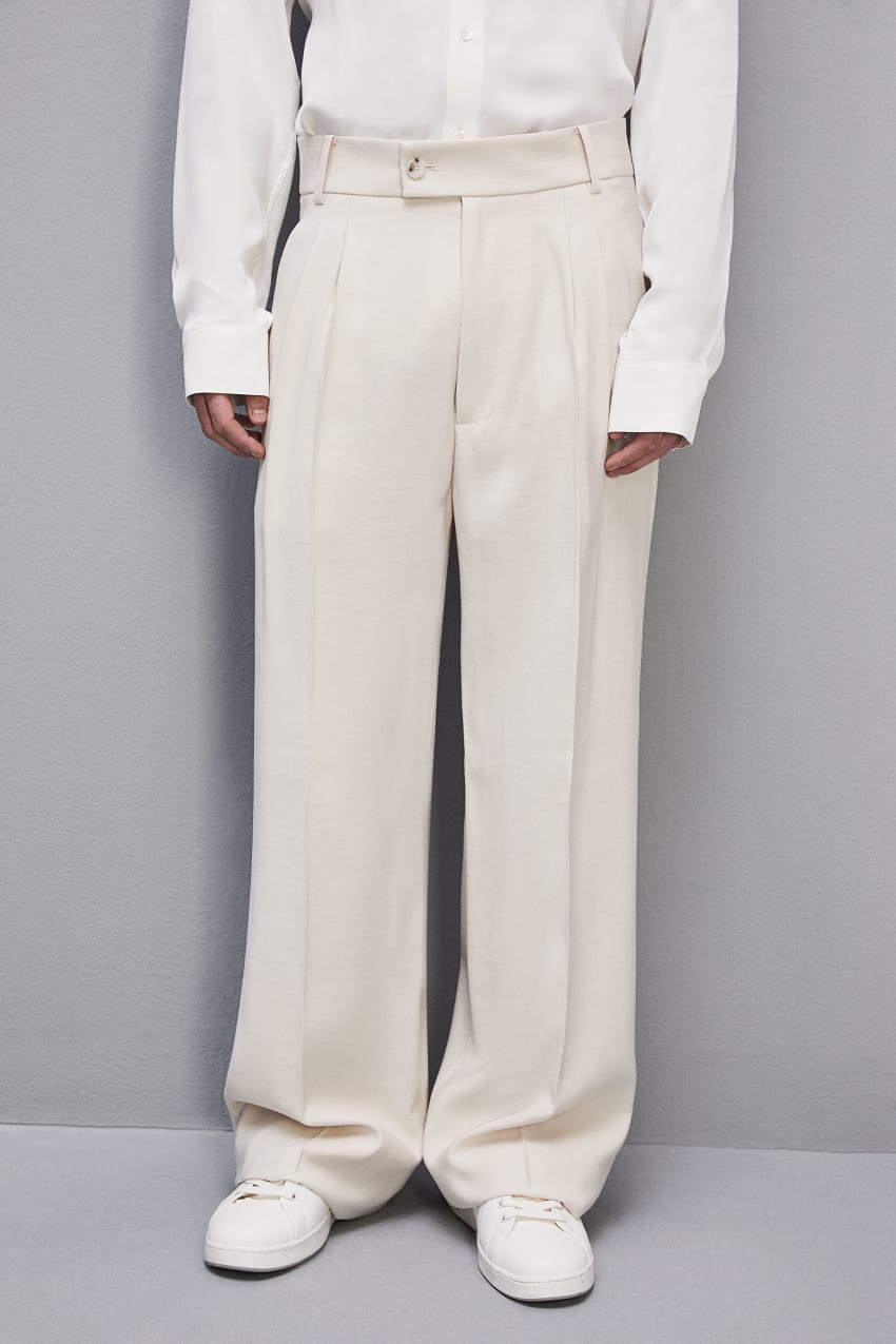 Patrizia Pepe Viscose Twill Pleated Pants Bézs | BUHOE2513