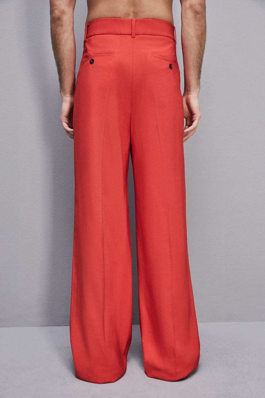 Patrizia Pepe Viscose Twill Pleated Pants Piros | TKCAY6358