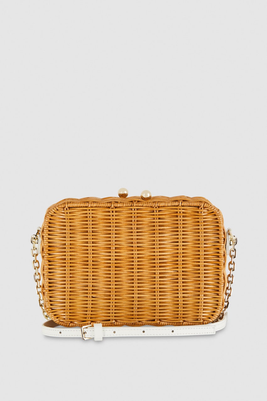 Patrizia Pepe Wicker Shoulder Bag Fehér | PDMRB2431