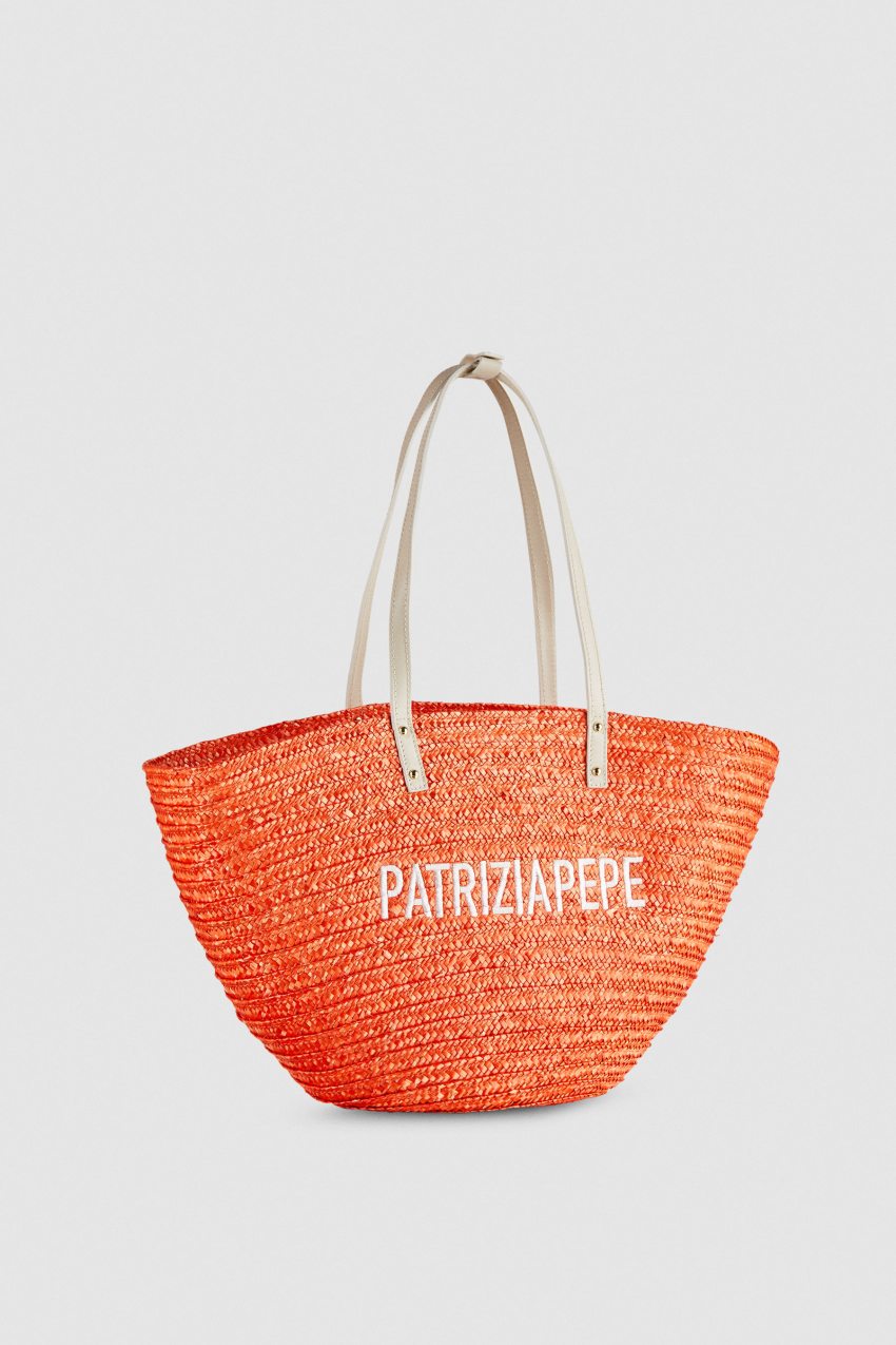 Patrizia Pepe Wide Braided Straw Shopping Bag Narancssárga | DEPVA4713