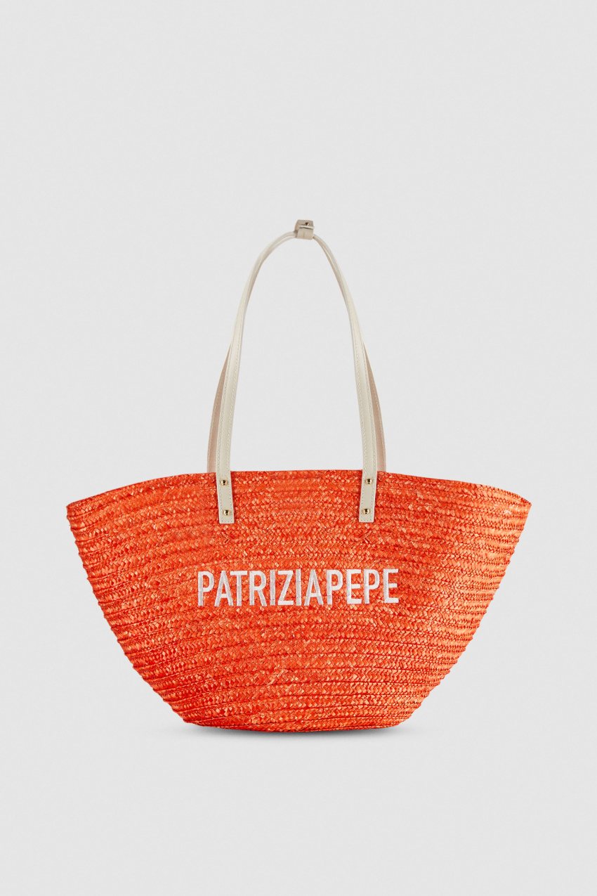 Patrizia Pepe Wide Braided Straw Shopping Bag Narancssárga | DEPVA4713