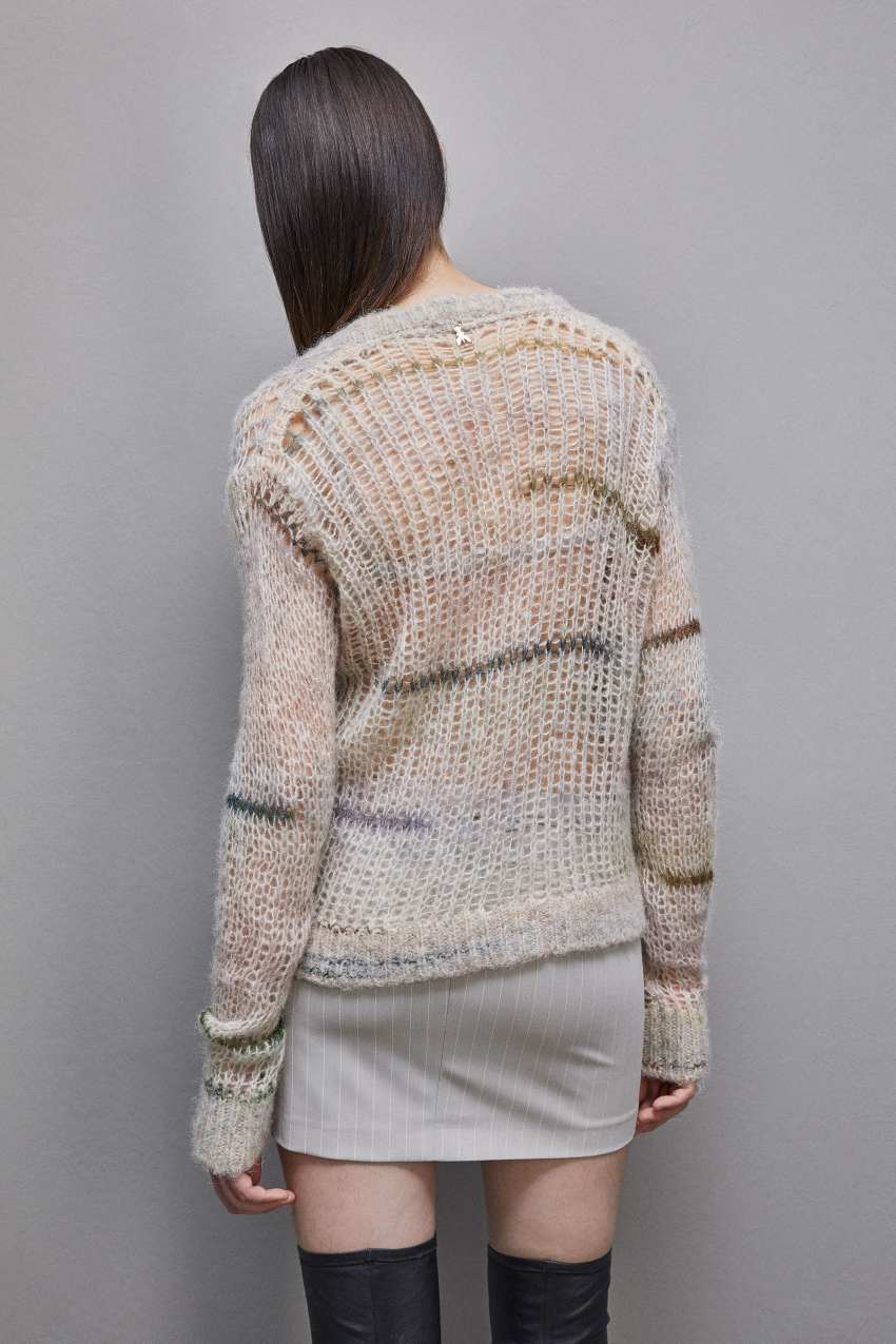 Patrizia Pepe Wool Blend Mesh Sweater Színes | JOMFQ9172