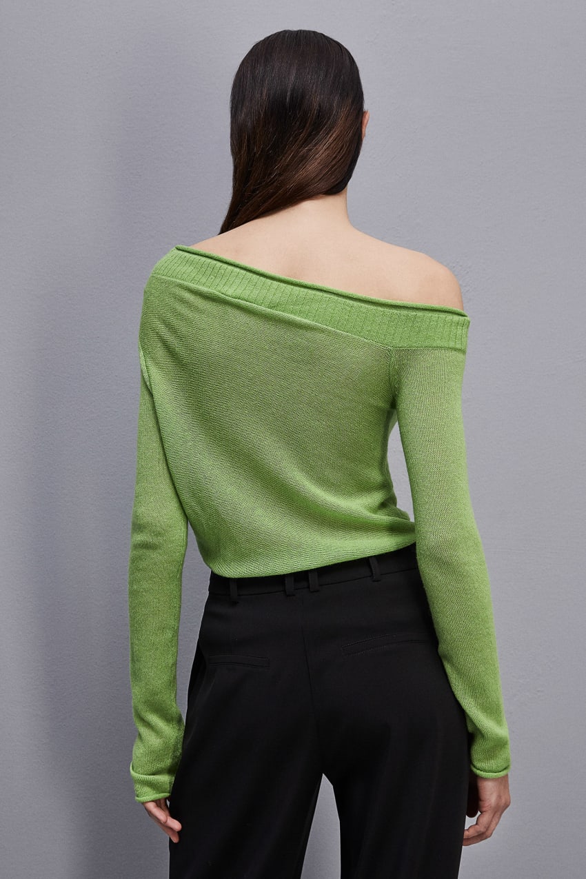 Patrizia Pepe Wool Sweater With Wide Neckline Zöld | WHNVP6389