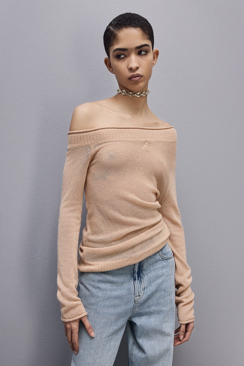 Patrizia Pepe Wool Sweater With Wide Neckline Bézs | BPRFC3162